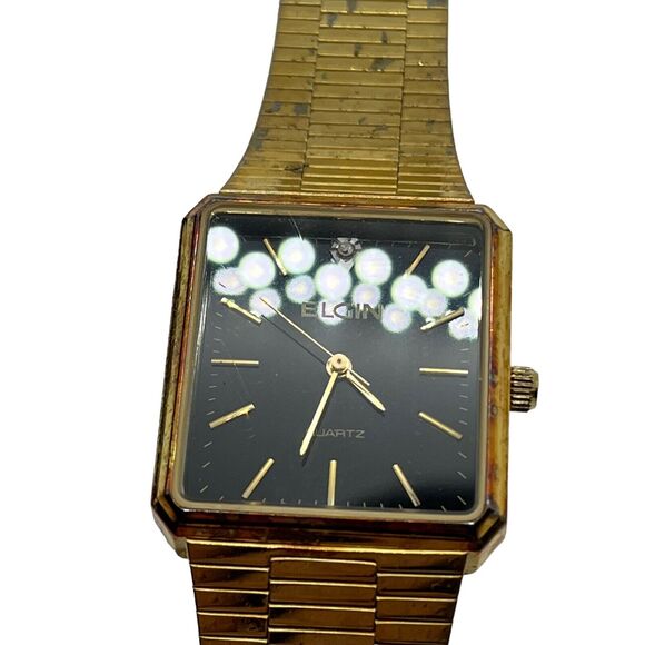 Elgin 2035 Men\'s Wristwatch Distressed Gold Tone Needs Battery Untested Vintage main image 7